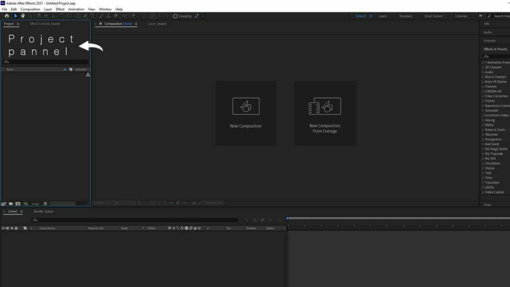 Project Panel in Adobe After Effects