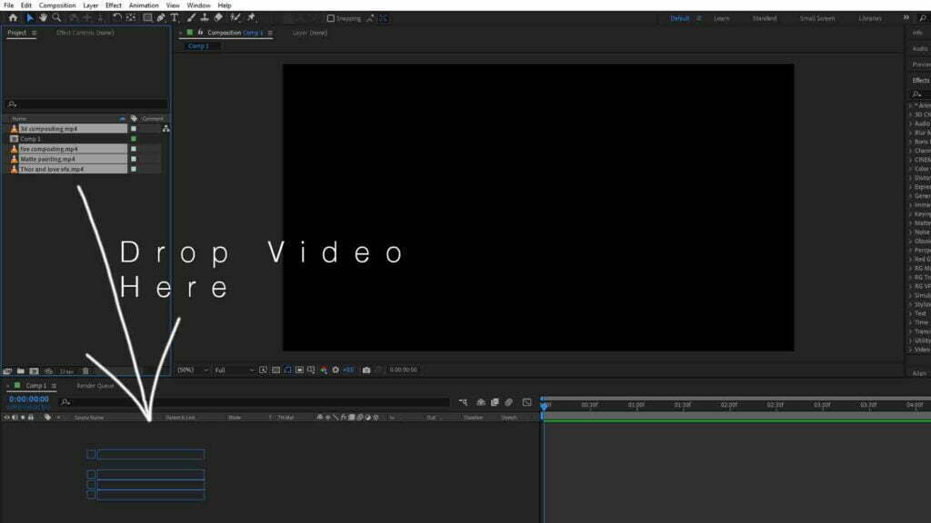 Drag Video in Layer Panel in Adobe After Effects