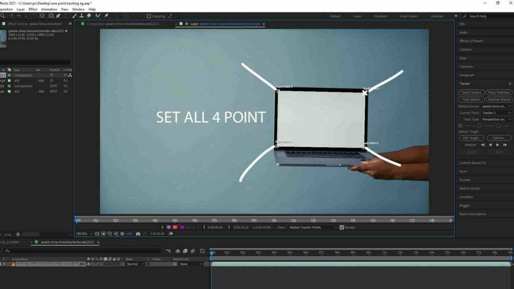 set four point tracking in after effects