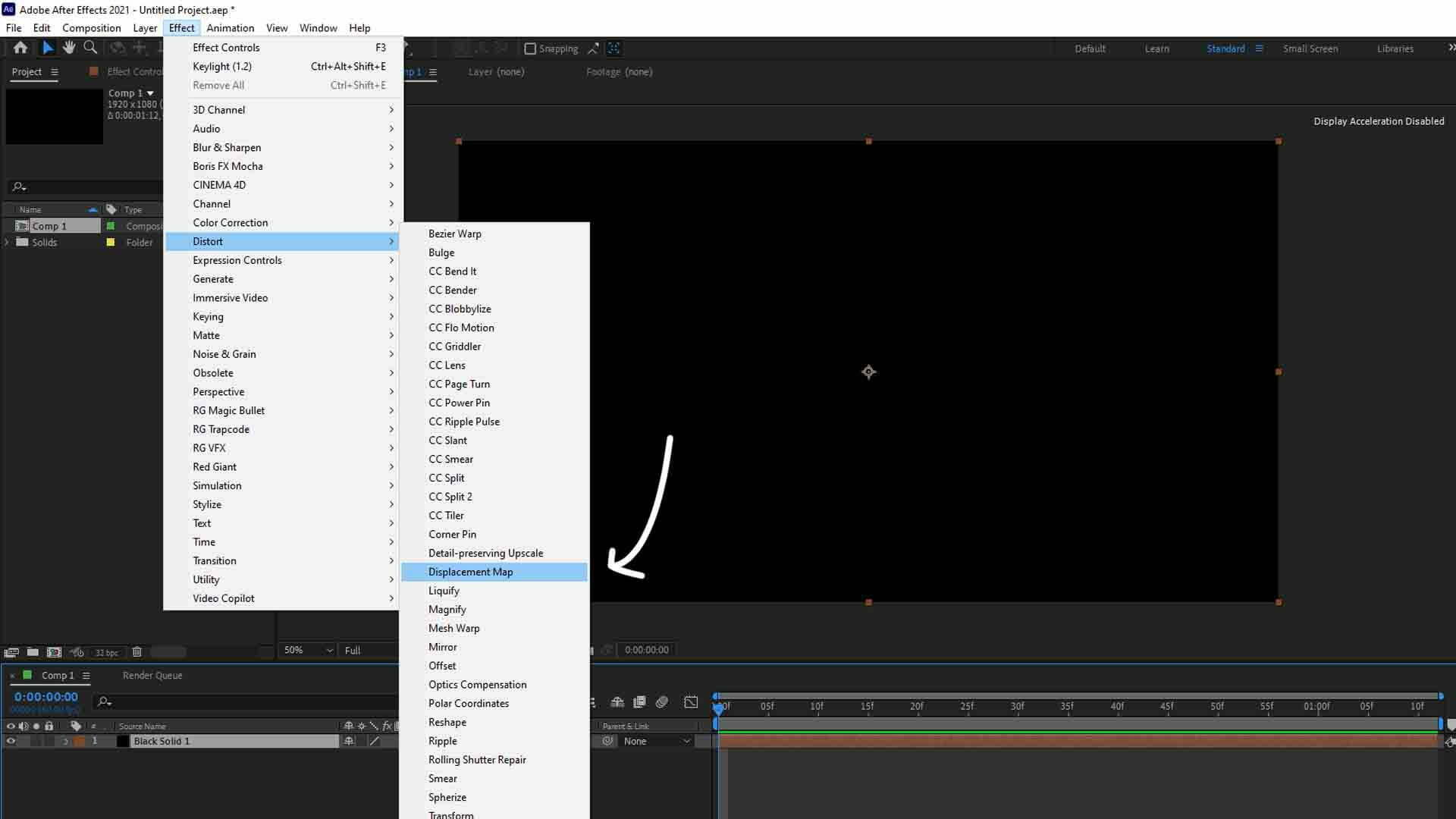 Displacement map features in Adobe after effects